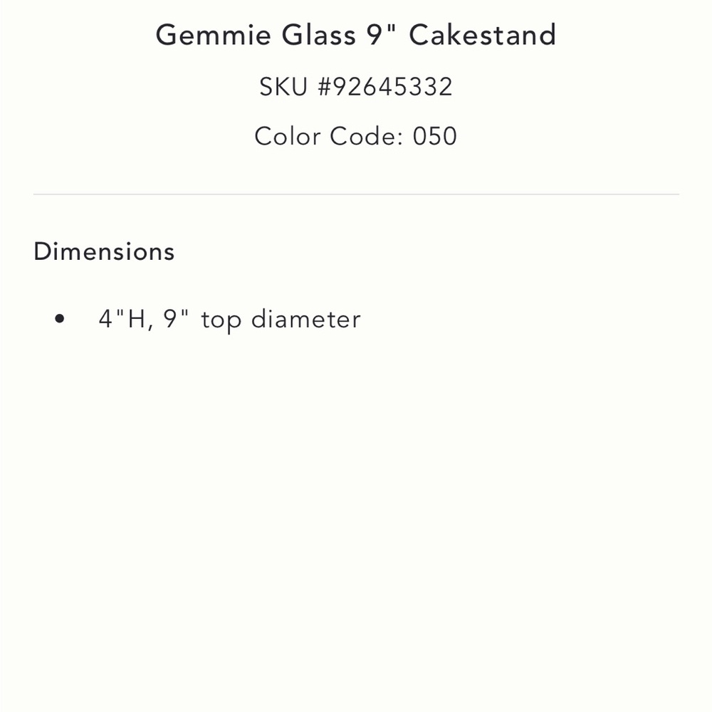 9” Gemmie Glass Cakestand - Picture 3 of 4